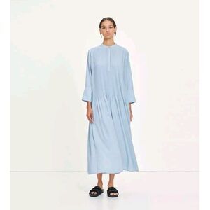 Samsoe Samsoe Elm‎ Pintuck Oversized Shift Dress Sz XXS Dusty Blue Lagenlook